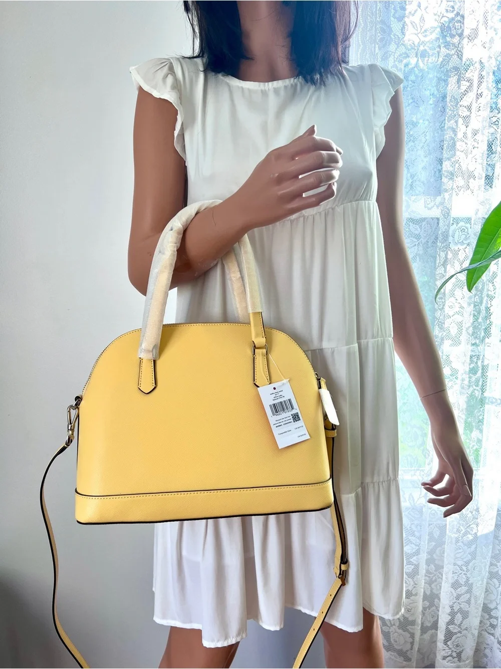 NWT Kate Spade leather medium dome satchel crossbody daybreak yellow bag